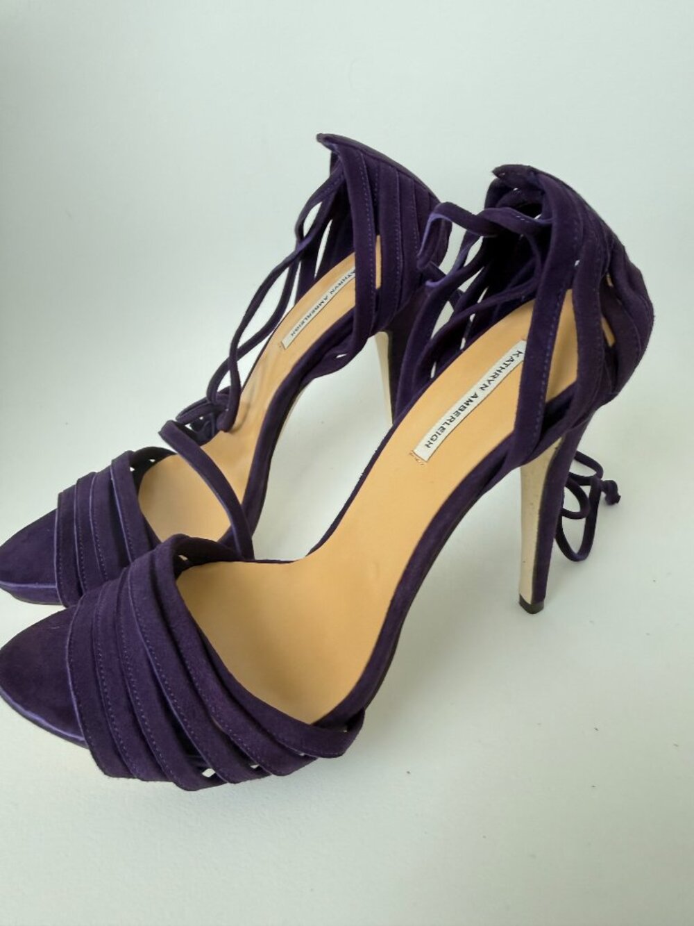NYC Designer HANDMADE Genuine Suede Leather Strappy Stiletto High Heels NEW
